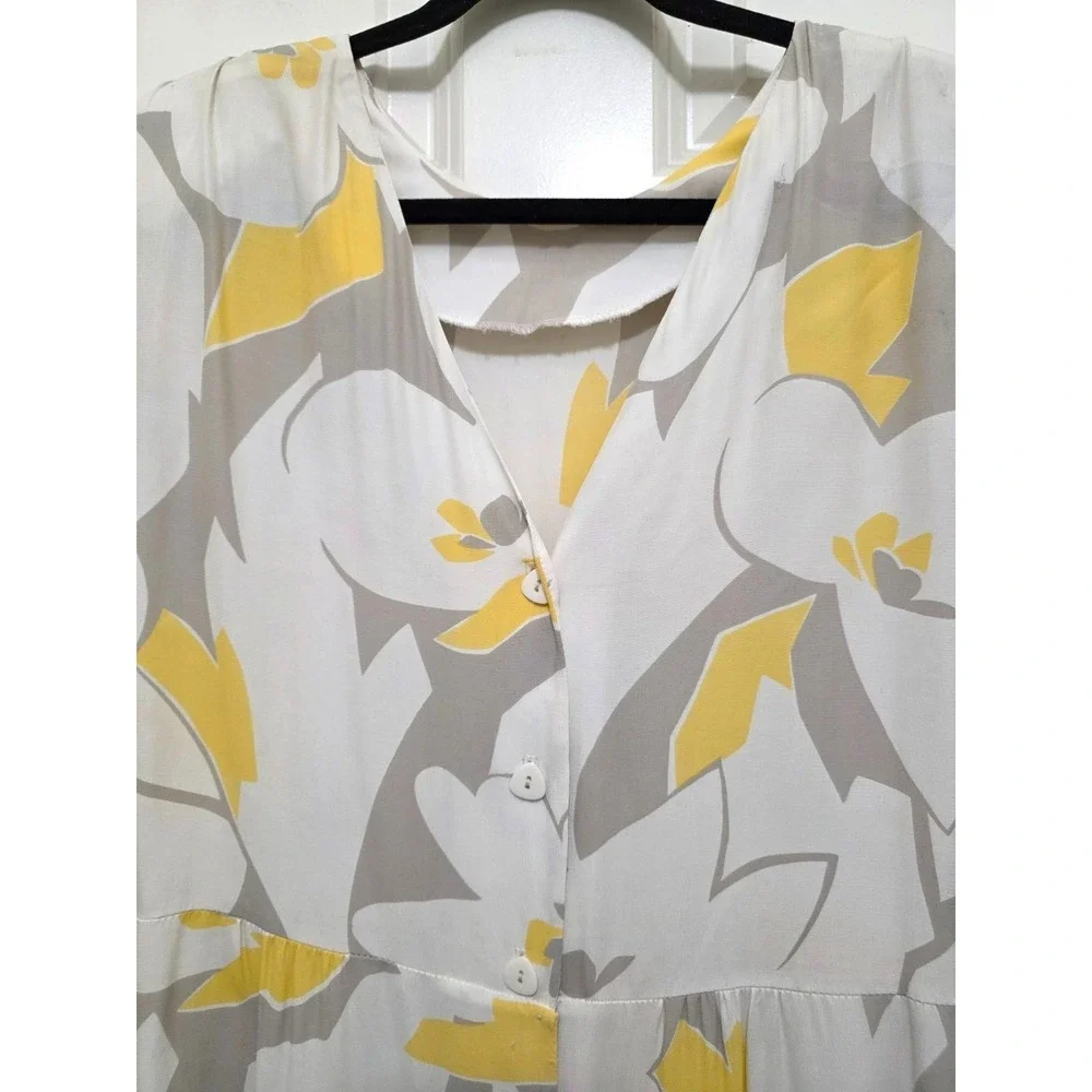 VTG Katie Women's 80S Y2K Floral Button-Down Back‎ Midi Dress Ruffle Hem Size 10